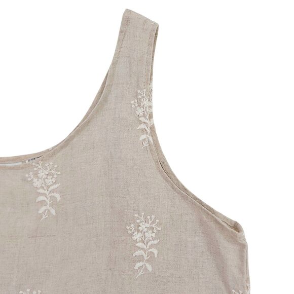 CP Shades Top Womens Small Beige Sleeveless Pure Irish Linen Embroidered Beachy - Picture 6 of 10